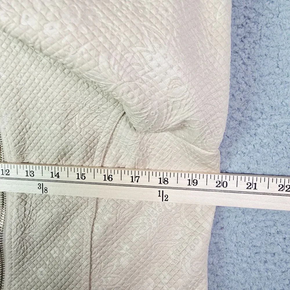 Chicos Moto Jacket Cream 1 Textured Asym Zip 34 Sleeve Minimalist